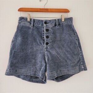 Quiksilver Women's High Waisted corduroy Striped Blue Shorts